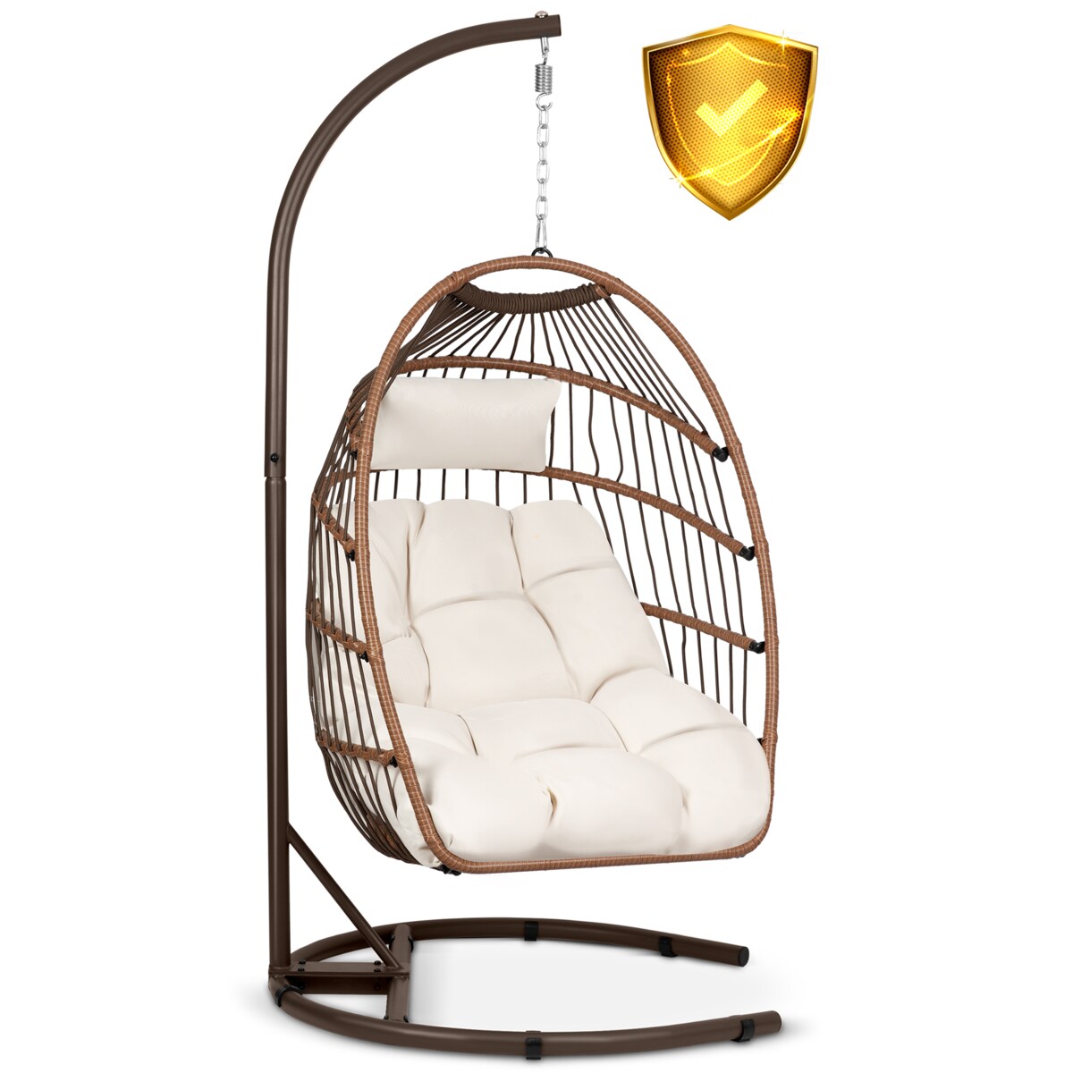Fotel ogrodowy wiszący huśtawka kosz składany Sofotel Luisiana brązowy