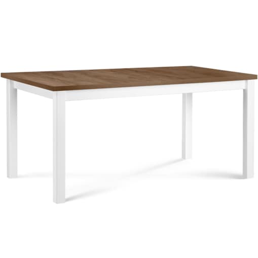 KONSIMO CENARE Stół prosty rozkładany 160 x 80 cm biały / ciemny dąb