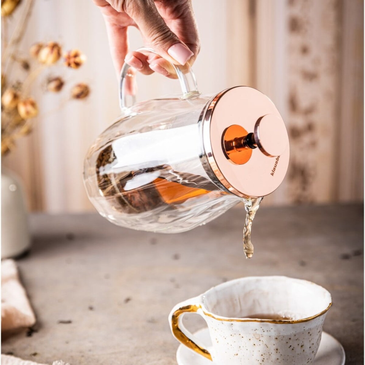 Zaparzacz do kawy herbaty 0.35L French Press różowe złoto KLAUSBERG