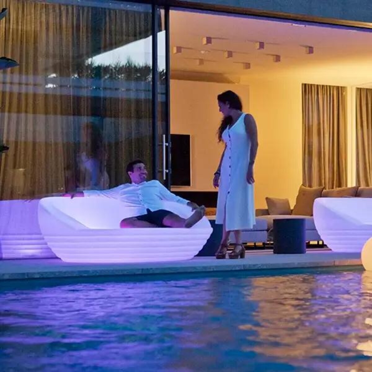 Okrągła podświetlana sofa Formentera MOBFR160SSNW King Home LED RGB 1W 3000-6500K IP65 biały