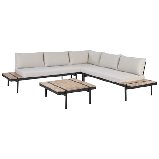 Duży zestaw wypoczynkowy dla 5 osób Drewno eukaliptusowe Złamana biel BELLARIVA