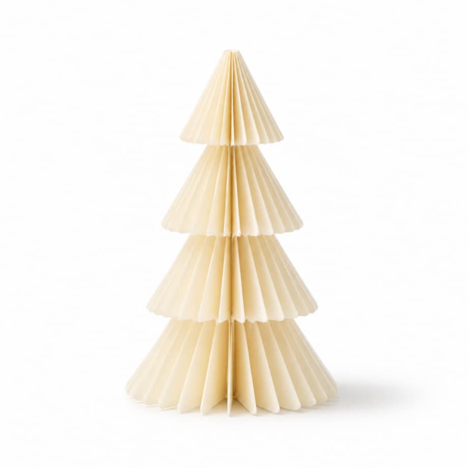 Papierowa dekoracja choinka Bożonarodzeniowa składana, kremowa 30cm WOZ67