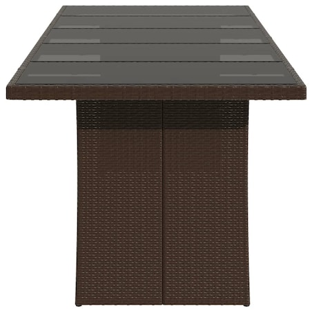 vidaXL Stół ogrodowy ze szklanym blatem, brąz, 240x90x75cm, polirattan