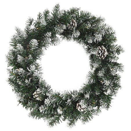 vidaXL Wieniec świąteczny z lampkami LED, zielony, 60 cm, PVC