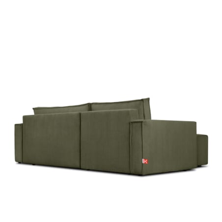 KONSIMO NAPI Duży rozkładany narożnik ze sztruksu w kolorze oliwkowym, prawy/lewy