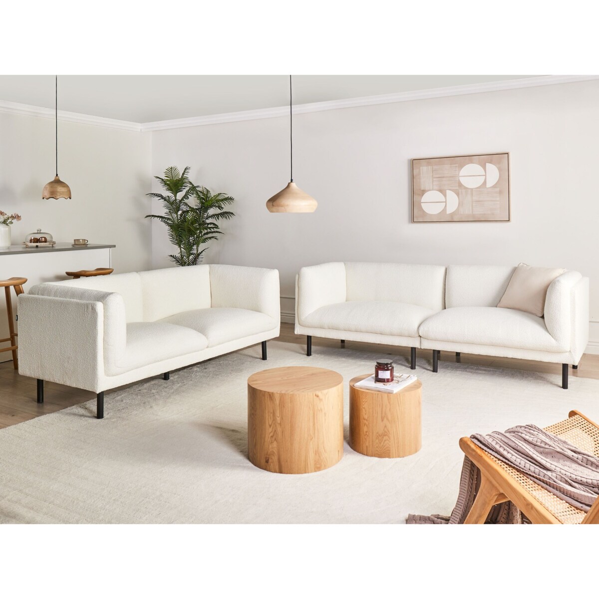 Sofa VORGOD Boucle Złamana biel dla 3 osób