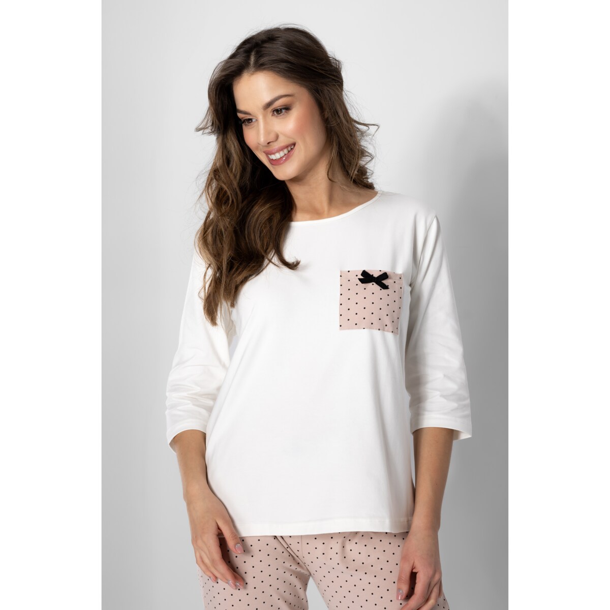 Piżama Eliza Ecru-Powder Pink, XL