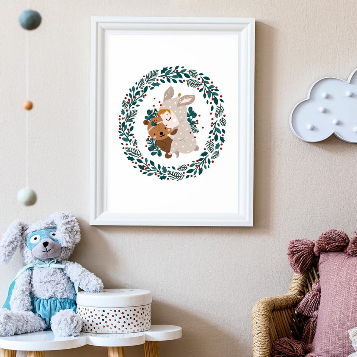 Poster Story, Plakat, Obraz - Wesoły Jelonek i Zajączek, wymiary 42 x 60 cm