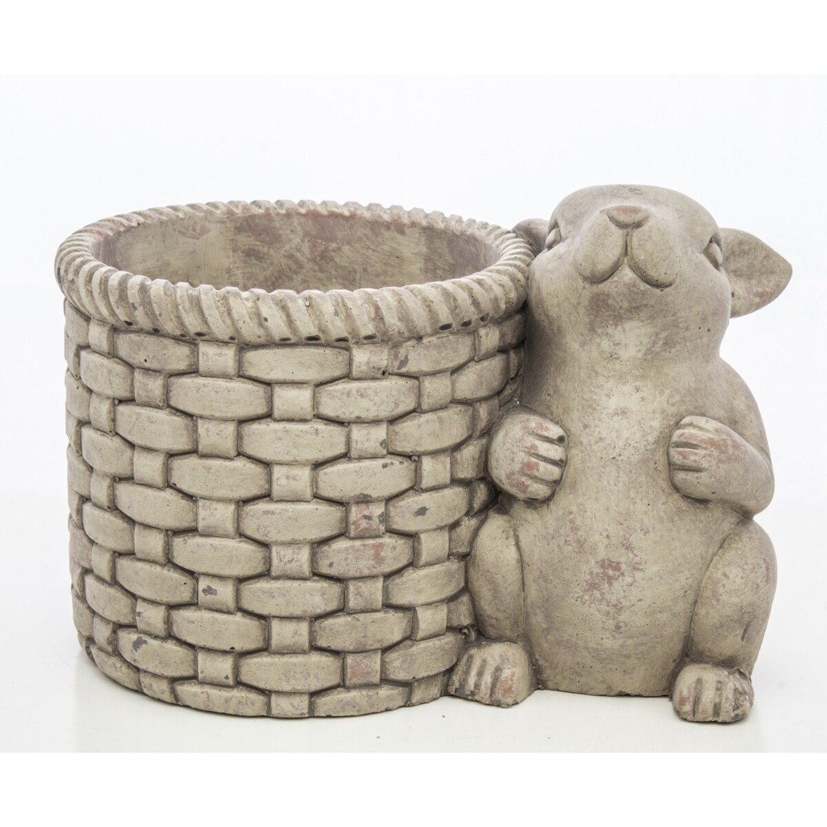 Osłonka na doniczkę - 16x24x16 cm królik i jego szary koszyk