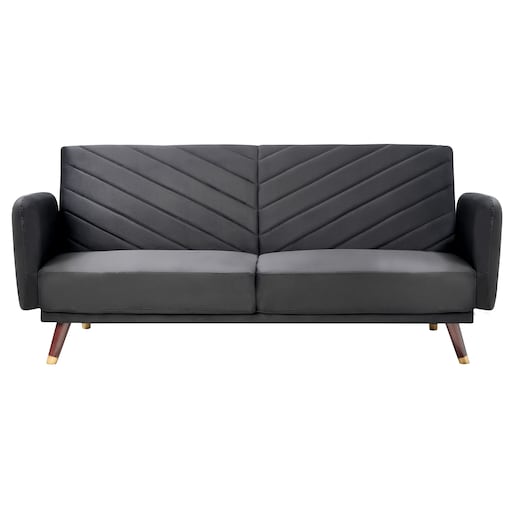 Sofa rozkładana dla 3 osób SENJA Welur Czarny