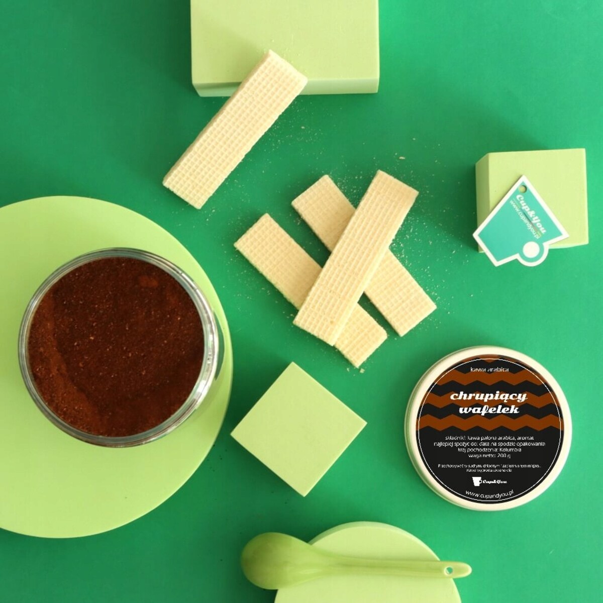Kawa aromatyzowana ziarnista smak CHRUPIĄCY WAFELEK ARABICA Cup&You 200g na prezent upominek dla kobiety mężczyzny faceta mamy taty żony męża