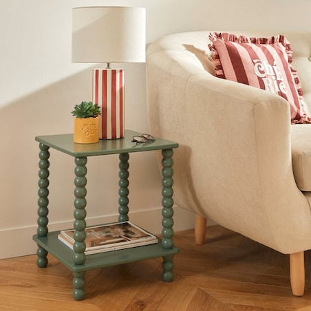 Lampa stołowa z ceramiki i tkaniny Frida biało-czerwona