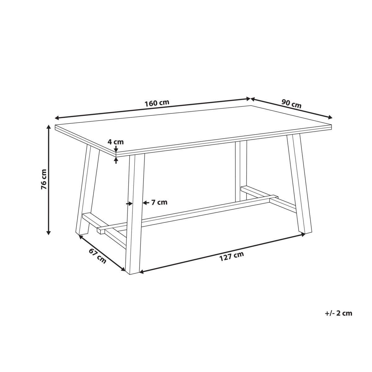 Stół do jadalni 160 x 90 cm jasne drewno BARNES