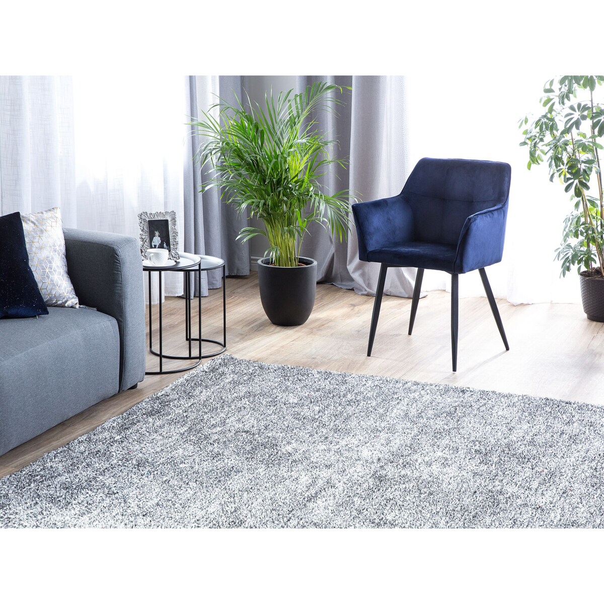 Dywan shaggy 200 x 200 cm szary melanż DEMRE