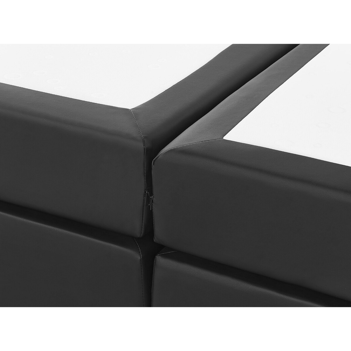 Łóżko kontynentalne ekoskóra 160 x 200 cm czarne PRESIDENT