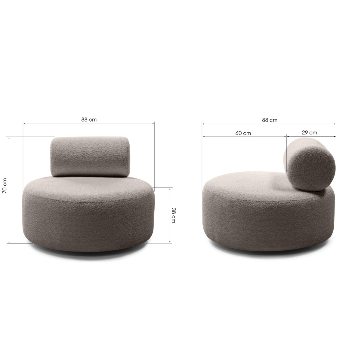 Fotel obrotowy bouclé brązowyszary Orvieto