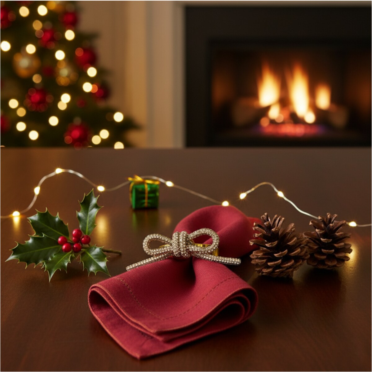 Obrączki Na Serwetki Klamry Pierścienie Do Serwetek Zestaw 4 Szt Wzór Kokarda