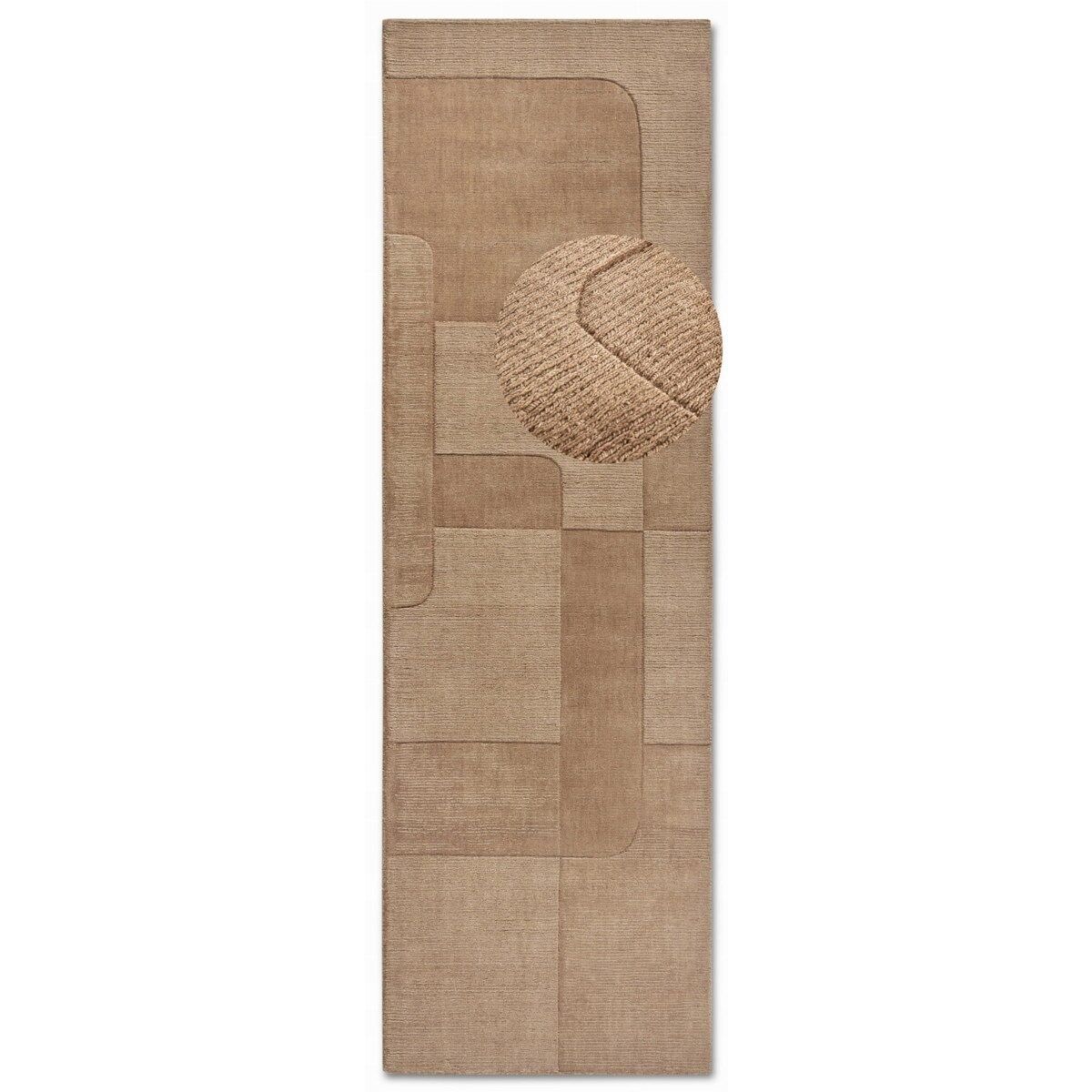 Chodnik wełniany do korytarza 80x250cm, beżowy nowoczesny wzór 3D