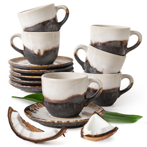 Konsimo PRIMA Filiżanka do kawy ze spodkiem 6 szt., jasnobeżowy