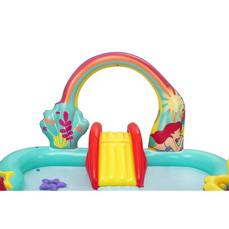 Dmuchany plac zabaw wodny Bestway 91097 Syrenka Disney zjeżdżalnia 211x206x127 cm