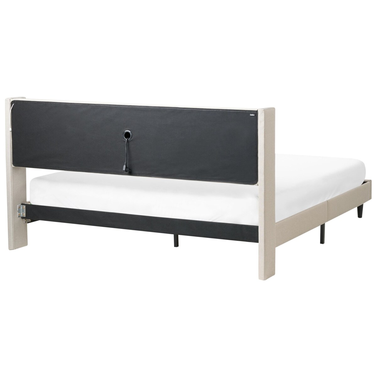 Łóżko LED BEAULIEU 180 x 200 cm Z portem USB ze schowkiem Beżowy