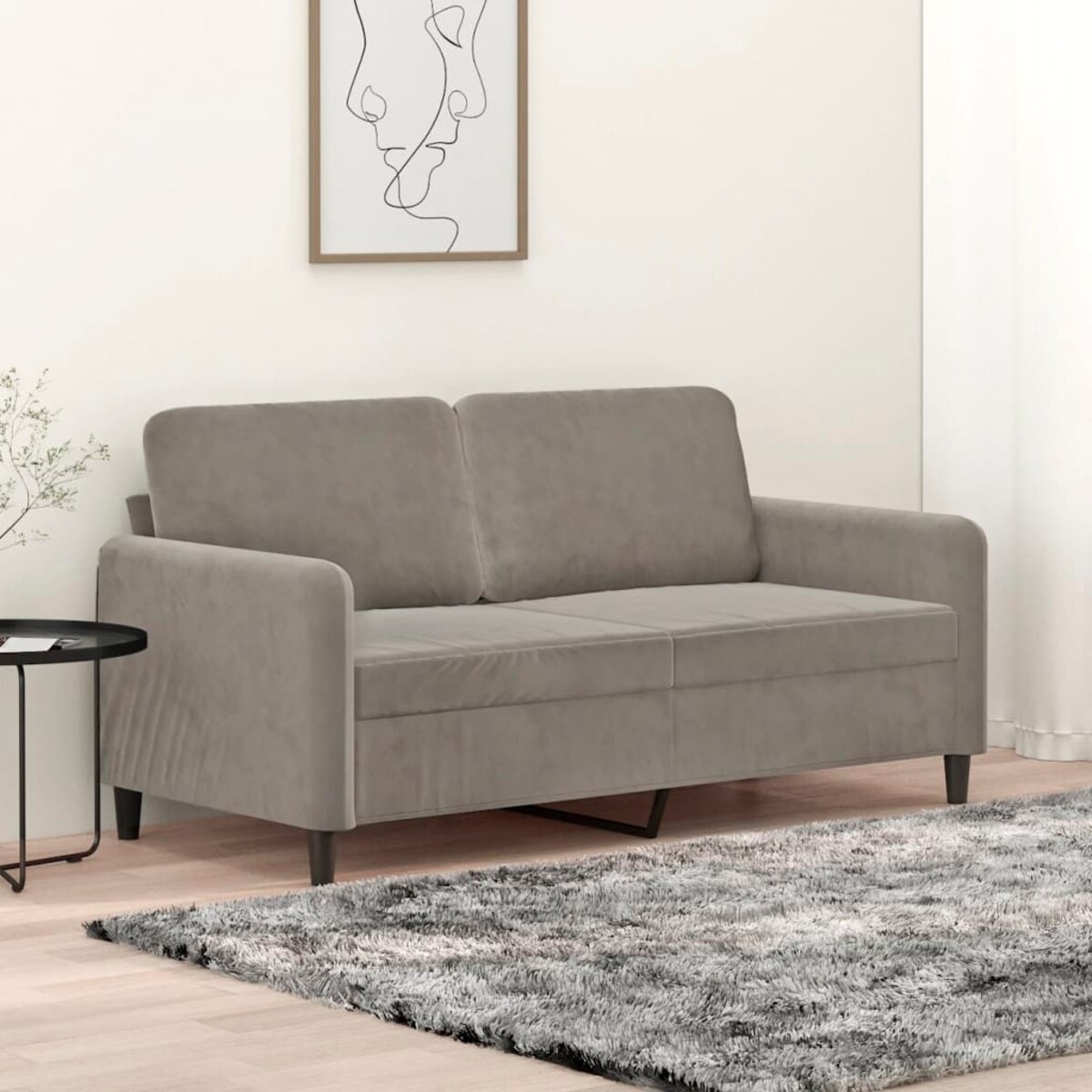 vidaXL Sofa 2-osobowa, jasnoszara, 140 cm, tapicerowana aksamitem