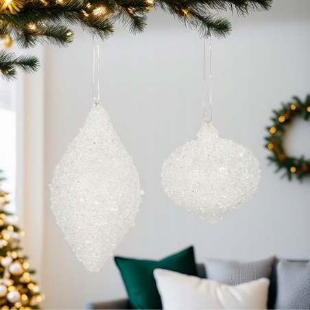 BOMBKI CHOINKOWE 4 szt lodowe szklane białe na choinkę prezent upominek