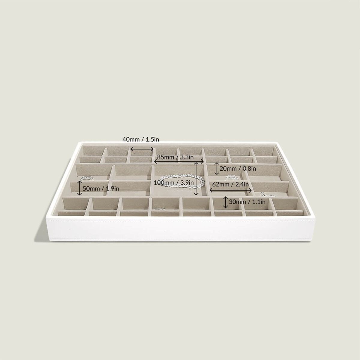 Szkatułka na biżuterię Stackers 41 komorowa supersize biało-beżowa