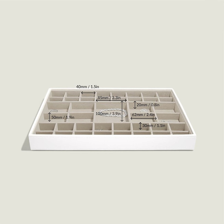 Szkatułka na biżuterię Stackers 41 komorowa supersize biało-beżowa