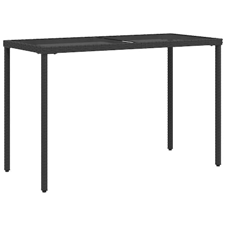 vidaXL Stół ogrodowy ze szklanym blatem, czarny, 115x54x74 cm