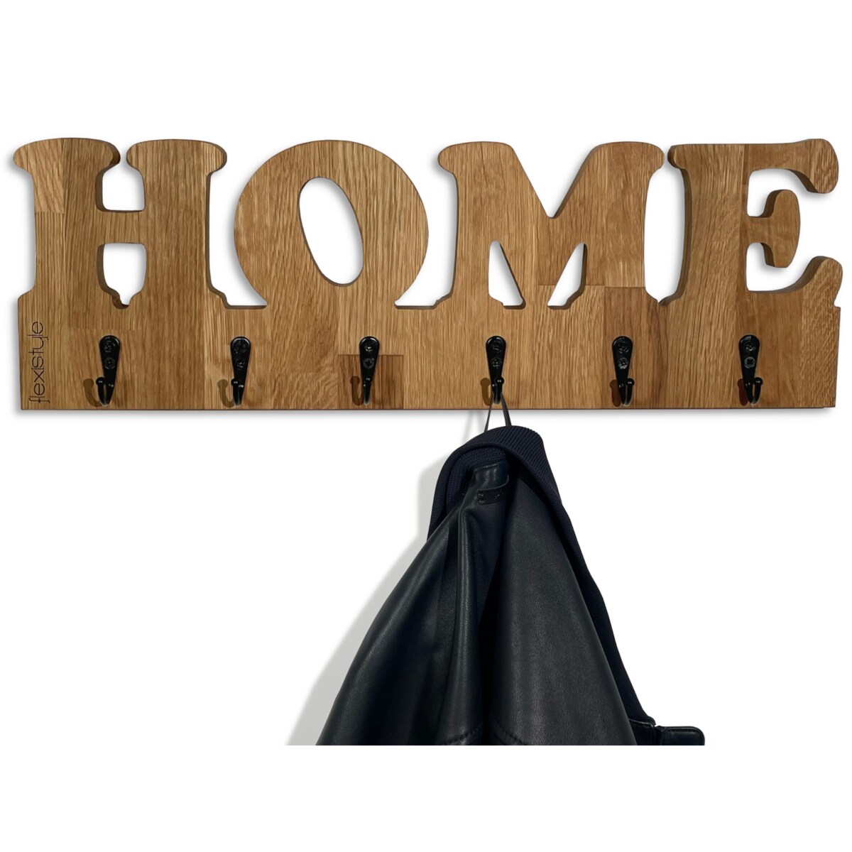 Drewniany wieszak na ścianę HOME Dębowy 50cm