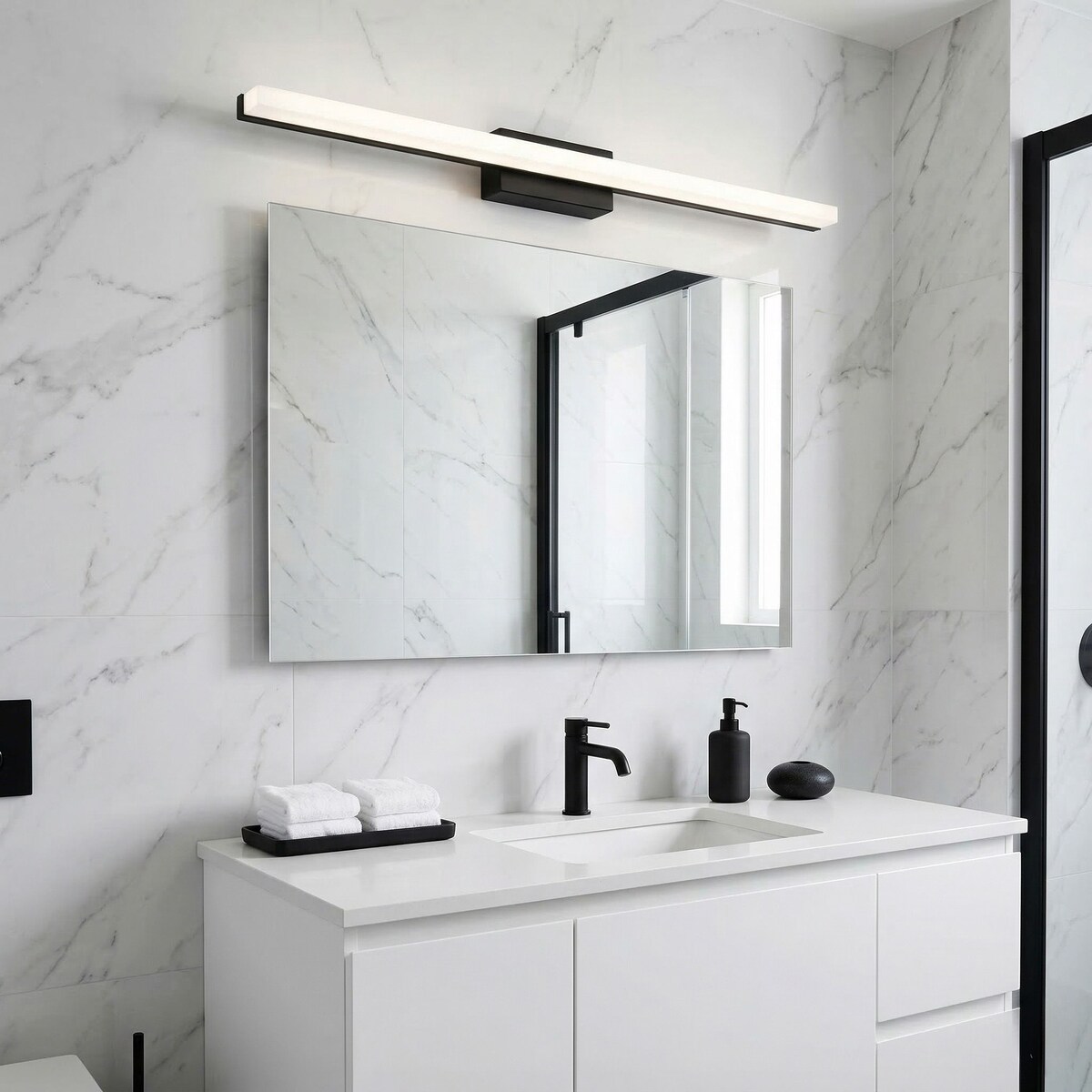 Kinkiet App1856-1W 80Cm Led Czarny, Metal, Tworzywo Sztuczne
