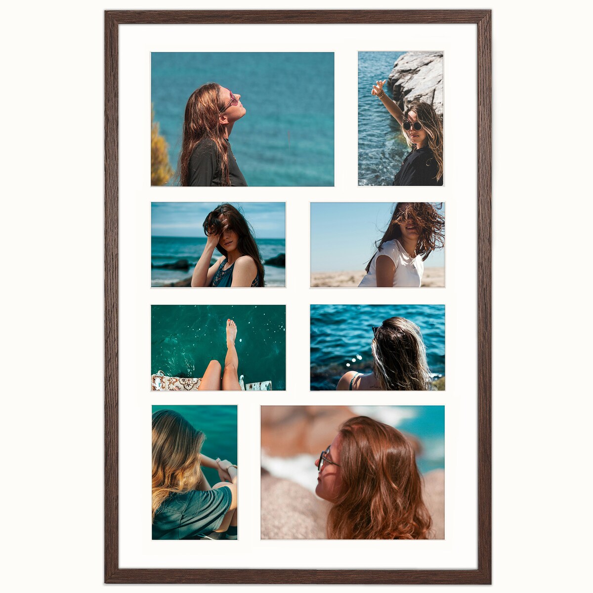 Ramka na 8 zdjęć 10x15 cm i 15x21 cm rama brązowa foto galeria 40x60 cm kolaż FRAMAI®