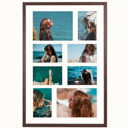 Ramka na 8 zdjęć 10x15 cm i 15x21 cm rama brązowa foto galeria 40x60 cm kolaż FRAMAI®