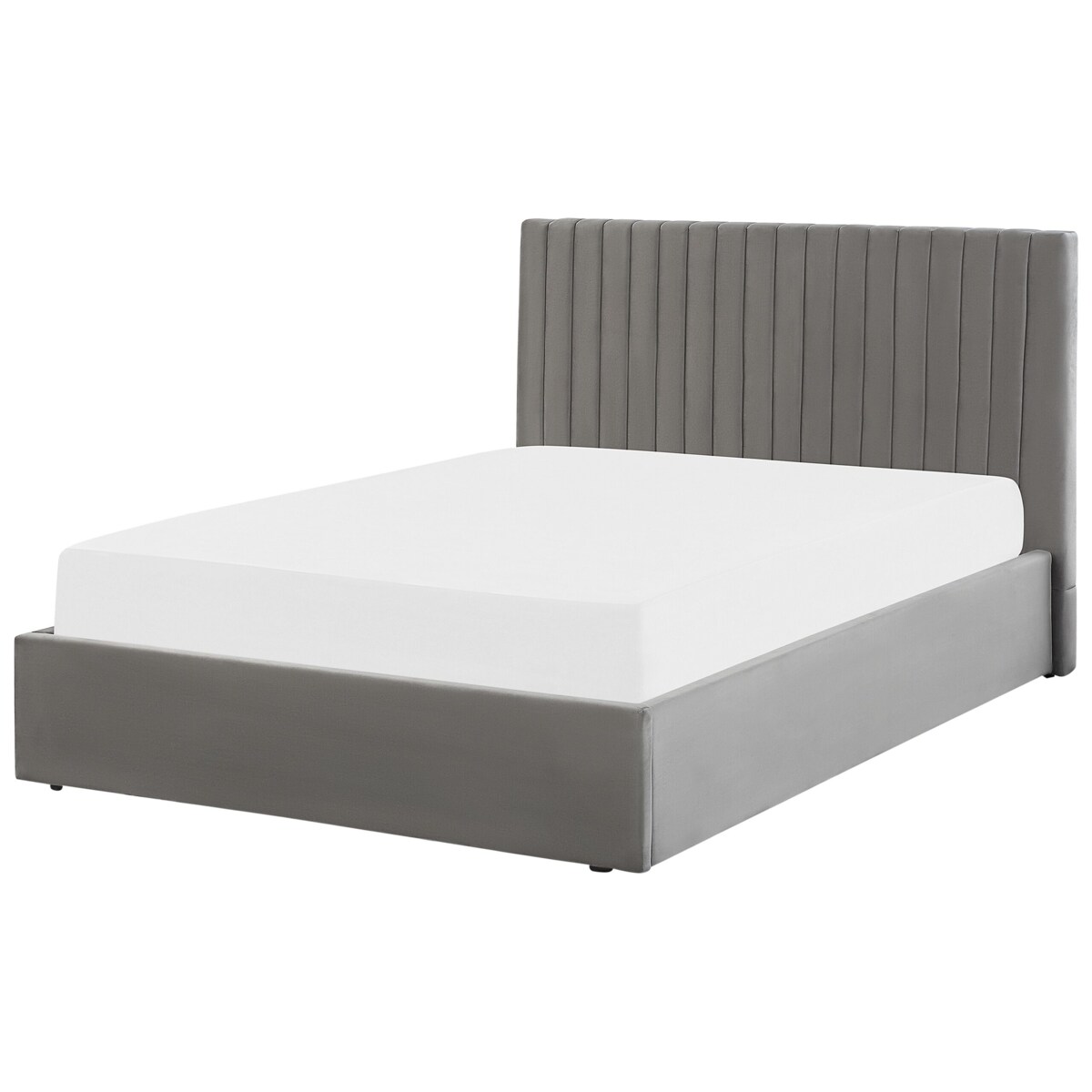 Łóżko z pojemnikiem welurowe 140 x 200 cm szare VION