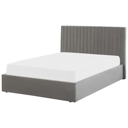 Łóżko z pojemnikiem welurowe 140 x 200 cm szare VION