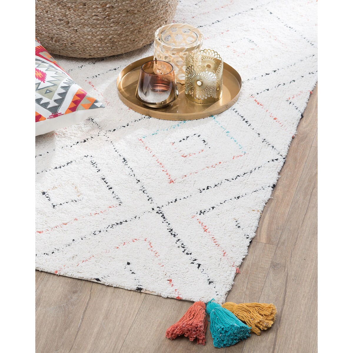 Dywan KARTAL Biały 80 x 150 cm Bawełna