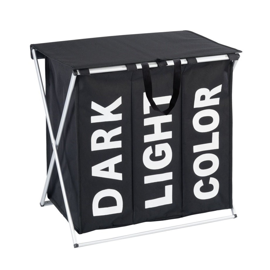 Kosz na pranie zamykany duży TRIO TOP 118 l, pojemnik na brudną odzież 3 komory, WENKO