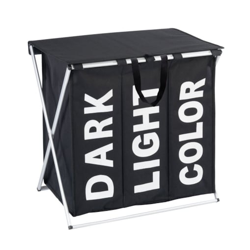 Kosz na pranie zamykany duży TRIO TOP 118 l, pojemnik na brudną odzież 3 komory, WENKO