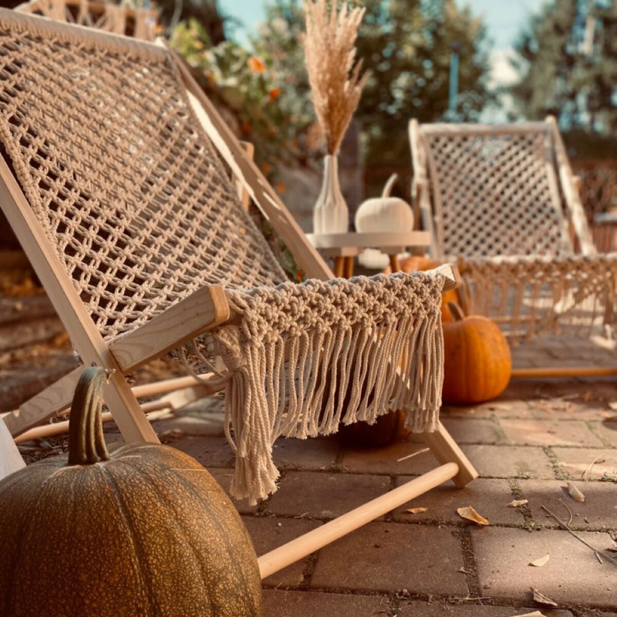 PLECIONY LEŻAK OGRODOWY W STYLU BOHO HILI