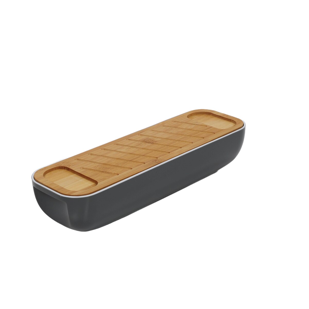 Chlebak z bambusową pokrywką, w zestawie z nożem