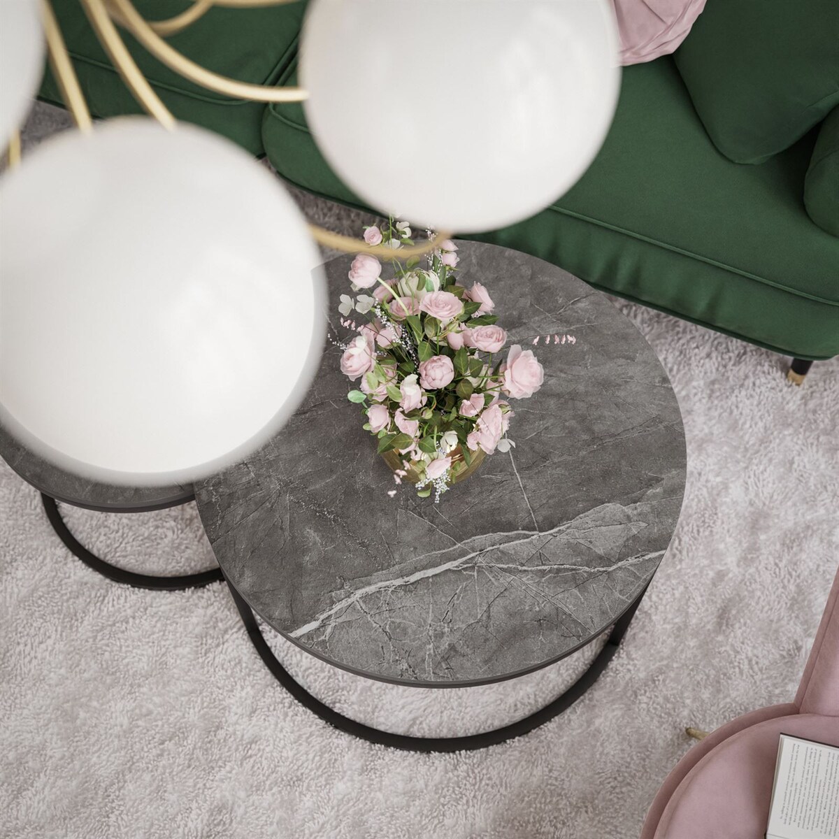 Stolik kawowy CORRIE 2w1 czarny ciemny beton