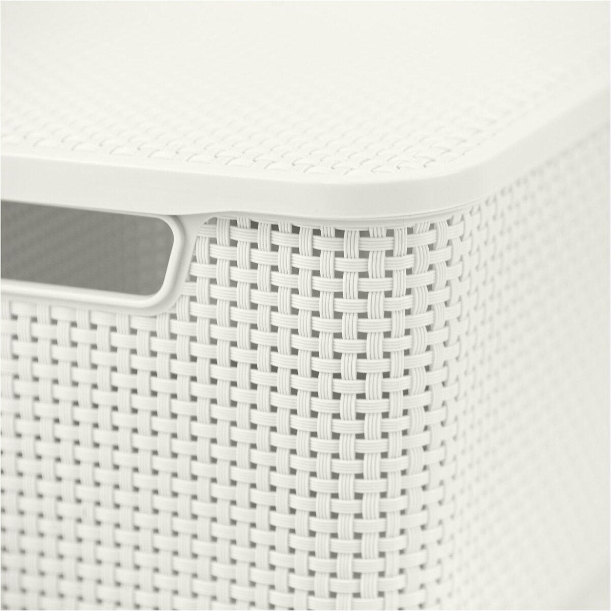 Koszyk Pojemnik Rattanowy Z Pokrywą Na Drobiazgi Kosmetyki Łazienkowy 19L Biały