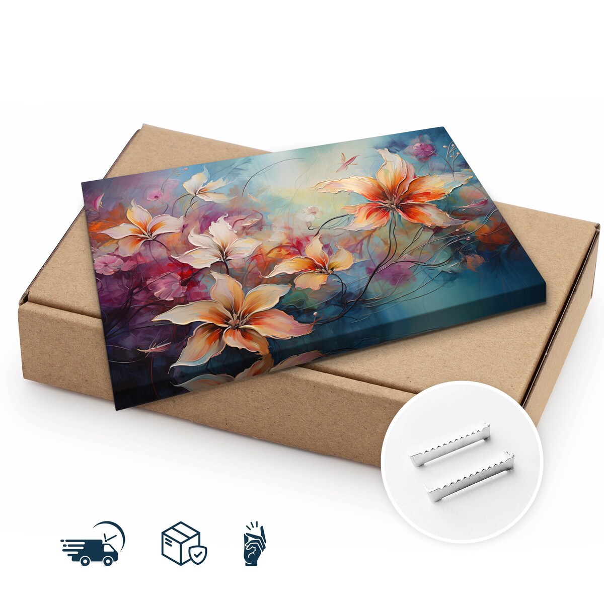 Obraz Na Płótnie Malowane Dzikie Kwiaty Abstrakcja Do Sypialni 120x80cm