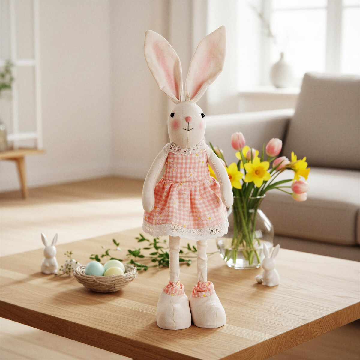 Zajączek FIGURKA 48-67 cm zajączek wielkanocny OZDOBA duży królik WIELKANOC