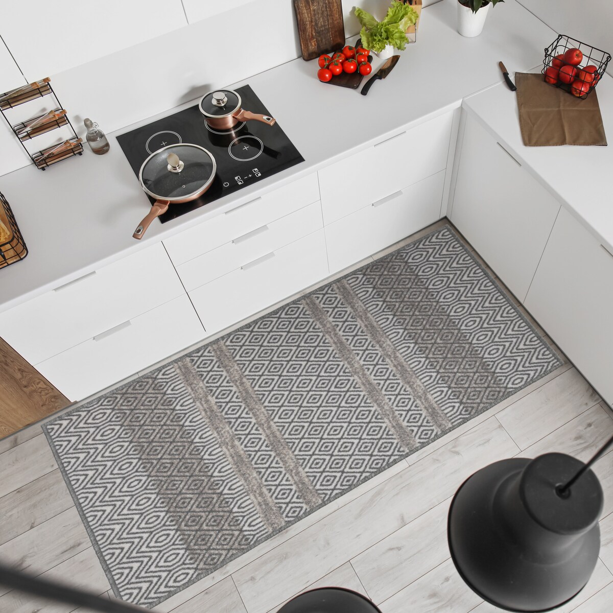 Chodnik Antypoślizgowy Vita 80x150 cm Geometryczny Szary