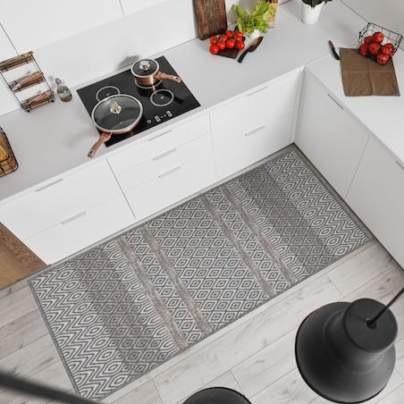 Chodnik Antypoślizgowy Vita 80x150 cm Geometryczny Szary