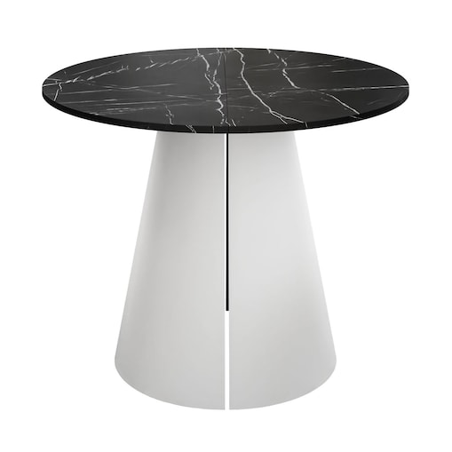 Okrągły stół rozkładany LAVA, średnica 100cm, biały / Black Pietra Grigia