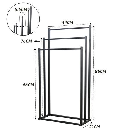 Stojak Na Ręczniki 3 Szczeble, Czarny, M