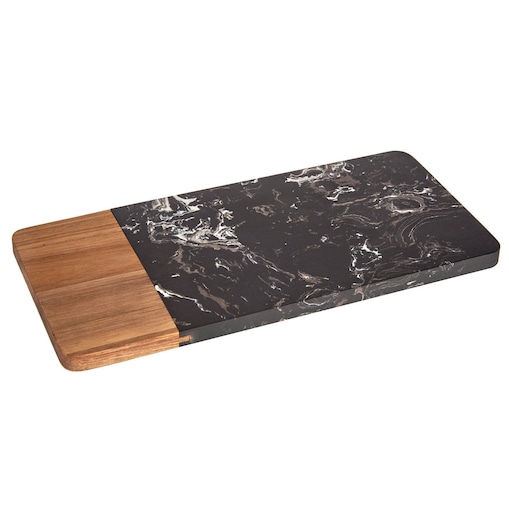 Deska do serwowania, marmurowa z drewnianą wstawką, 30 x 15 cm